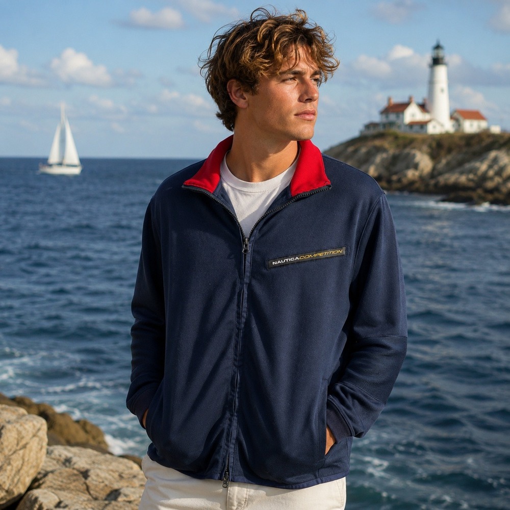 Nautica Competition‎ Track Jacket Sz S Blue Red Full Zip Y2K 90s Gorpcore